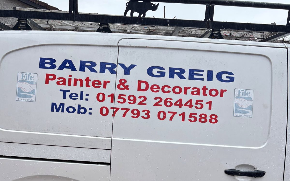 The signwritten van of Barry Greig Painting and Decorating Services in Kirkcaldy, Trading Standards vetted Fife Trusted Trader