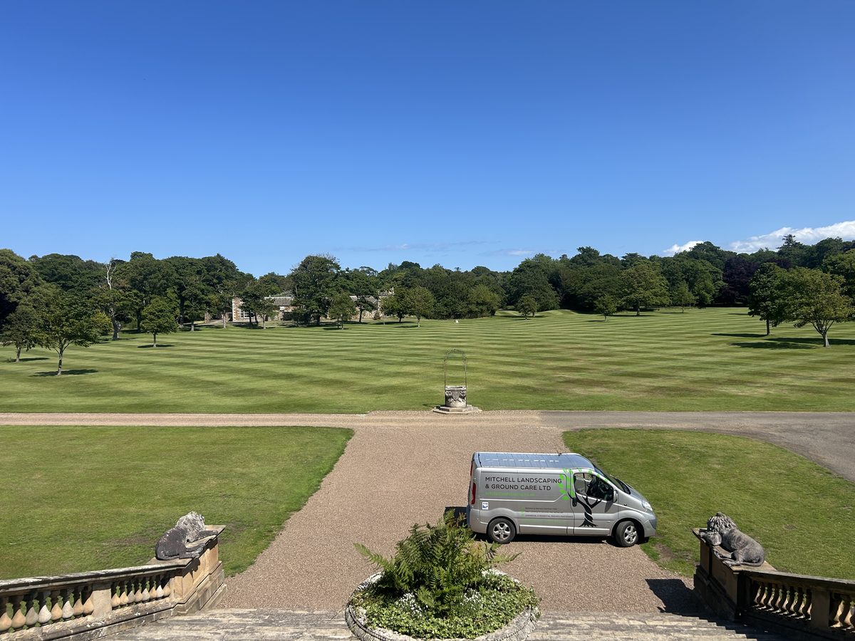 A Mitchell Landscaping and Ground Care van on an East Lothian estate, a Trading Standards vetted East Lothian Trusted Trader